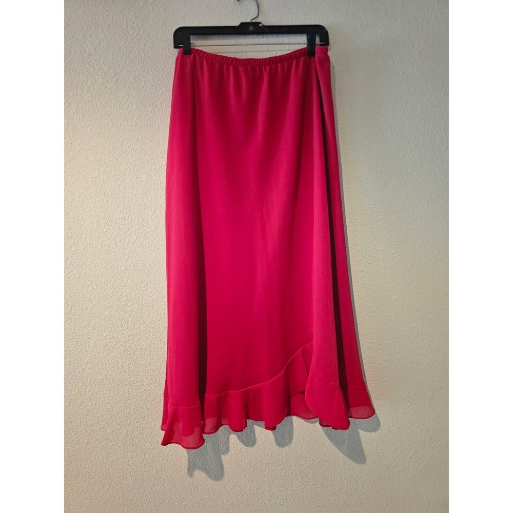 Womens Plus Size Timeless Red Lined Tier Ruffle Elastic Waist Skirt Size 20-USA